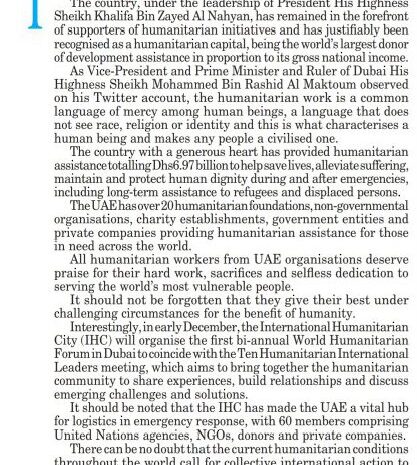  UAE GENEROSITY KNOWS NO BORDERS